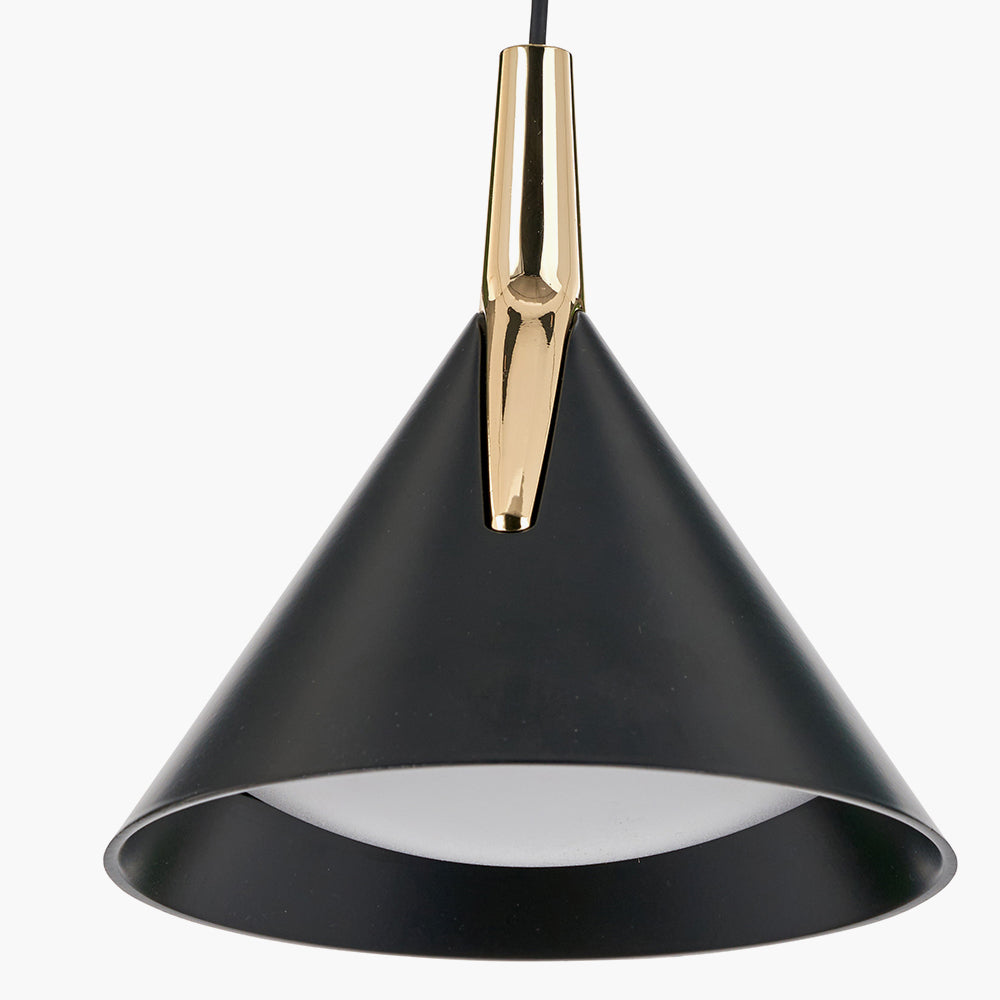 Astarion Matt Black & Gold 3 Drop LED Pendant Light
